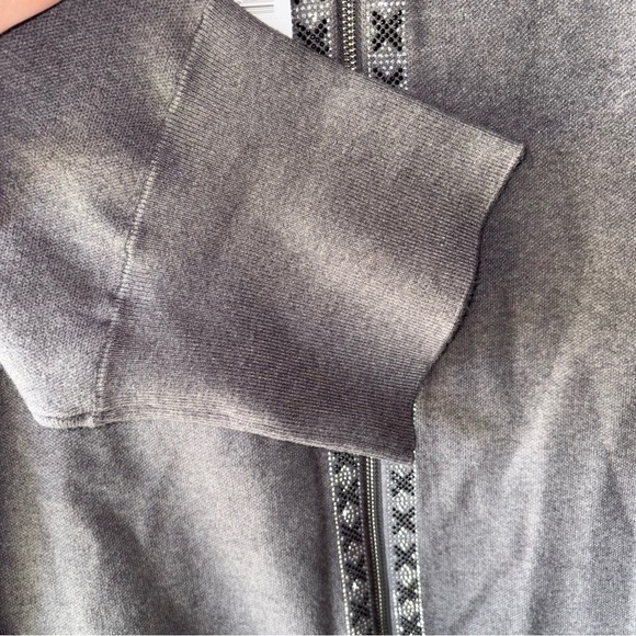 Romimona Gray Full Zip Knit Sweater with Black and Silver Embellishment - Picture 6 of 7